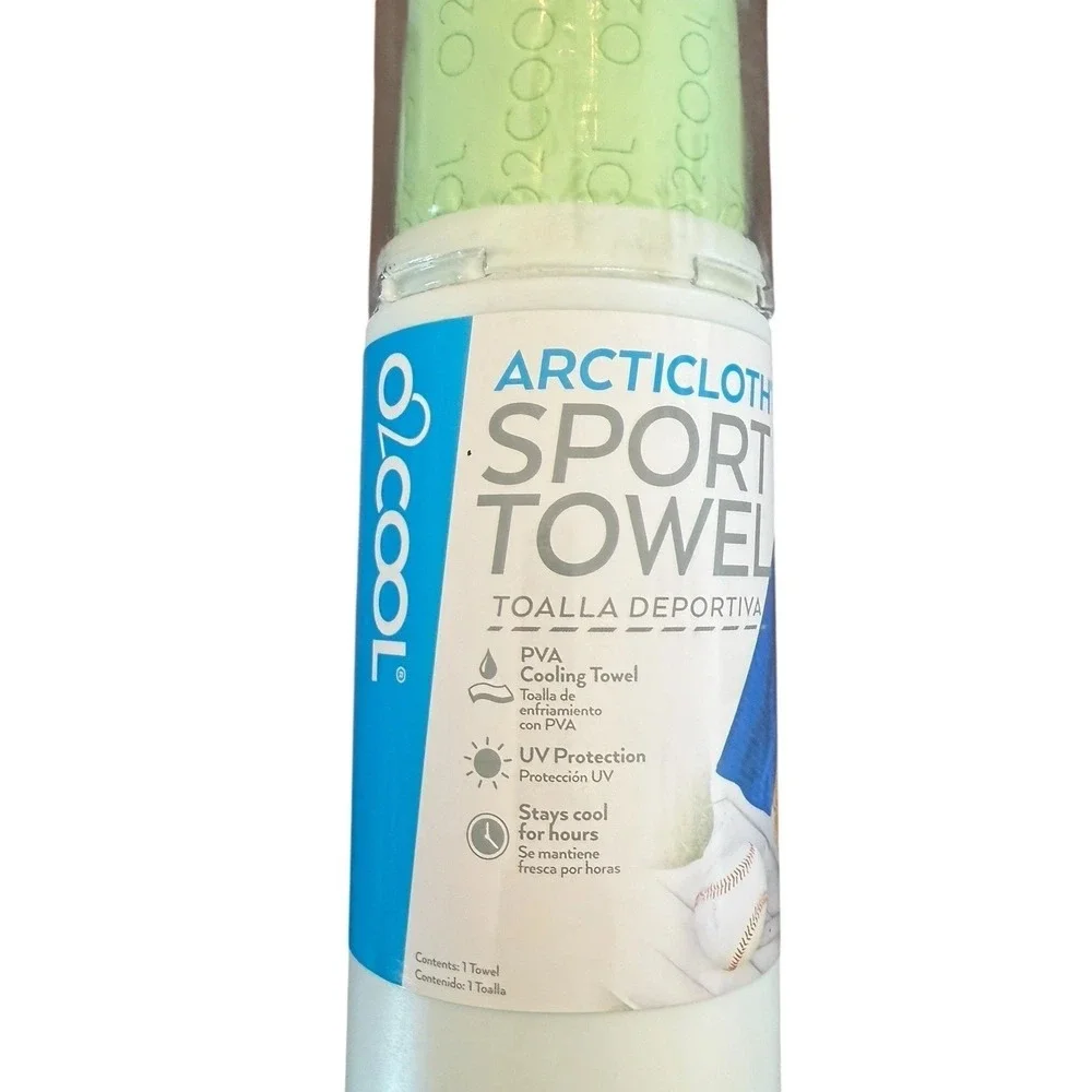 O2COOL Arcticloth Sport Towel CT01001 Lime Green 13x33in Cooling Gym Yoga